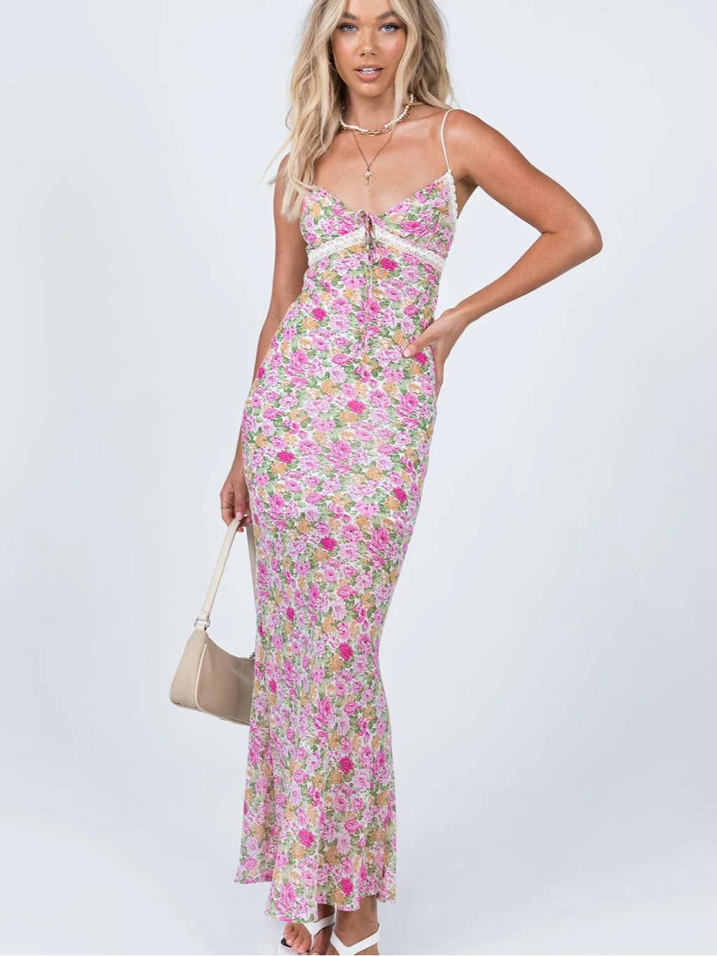 Princess Polly Emily Pink Floral Maxi Size 2